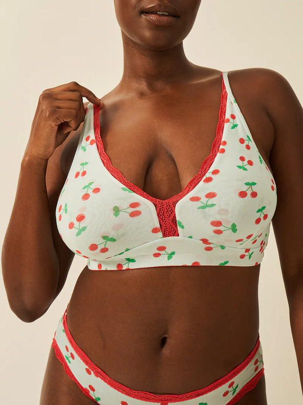 Stripe & Stare Lace Plunge Bra - Cherryade