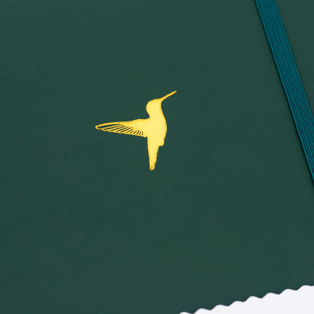 Yop & Tom Lined Notebook - Forest Green Hummingbird