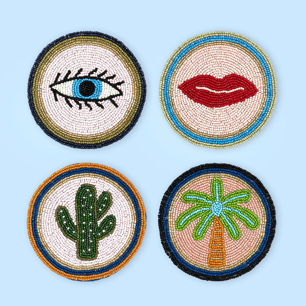 Eleanor Bowmer Set of 4 Beaded Coasters - Icon