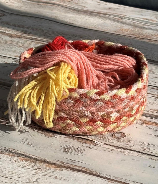 The Braided Rug Company Jute Basket -  Mini Coral