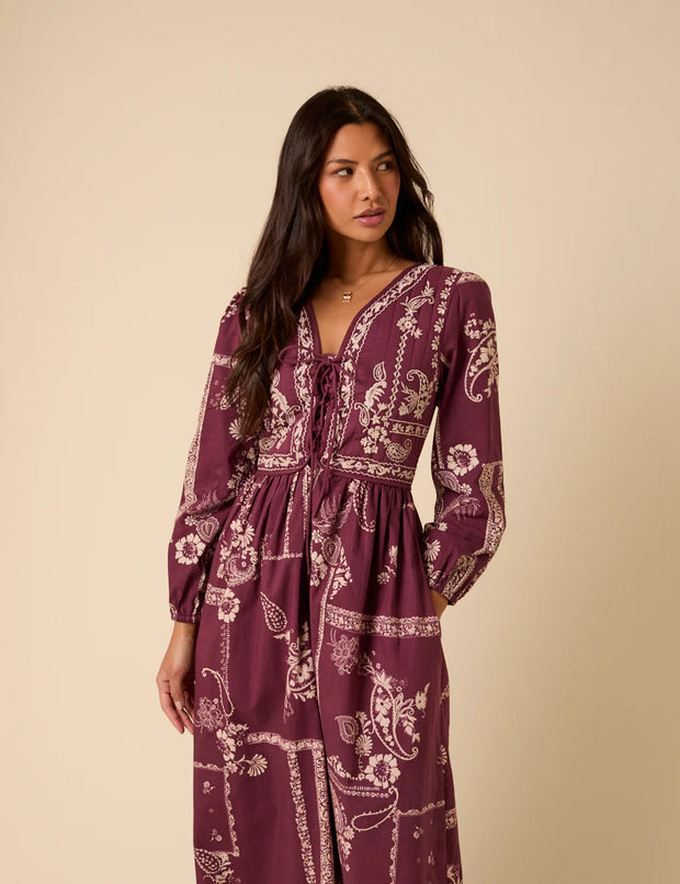 Nobody's Child Monroe Embroidered Midi Dress