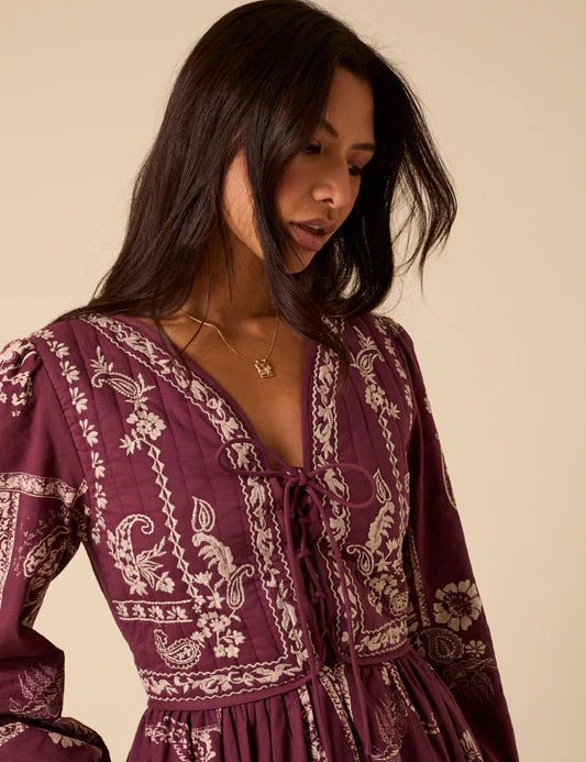 Nobody's Child Monroe Embroidered Midi Dress