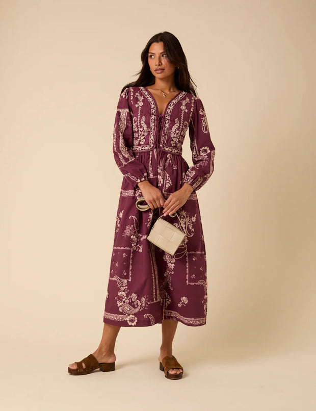 Nobody's Child Monroe Embroidered Midi Dress