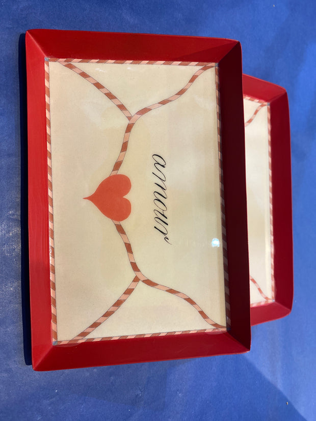 Roomytown Rectangle Enamel Tray - Love Letter