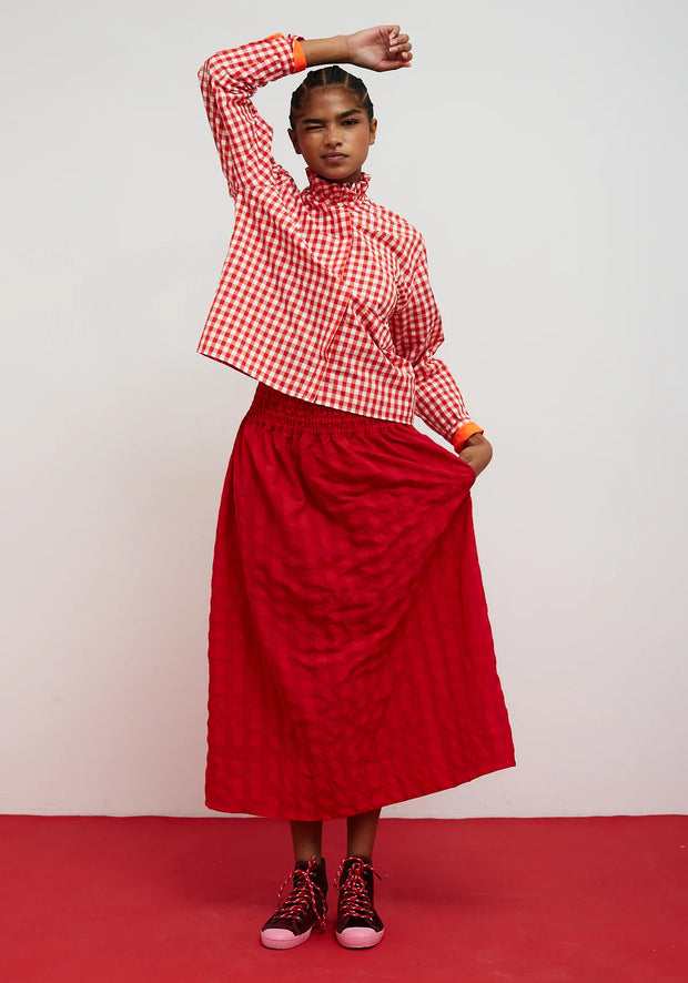 Dr Bloom Cute Checked Skirt - Red