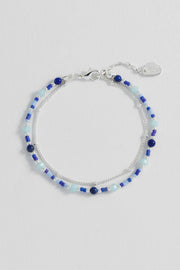 Mini Blue Gemstone Duo Chain Bracelet