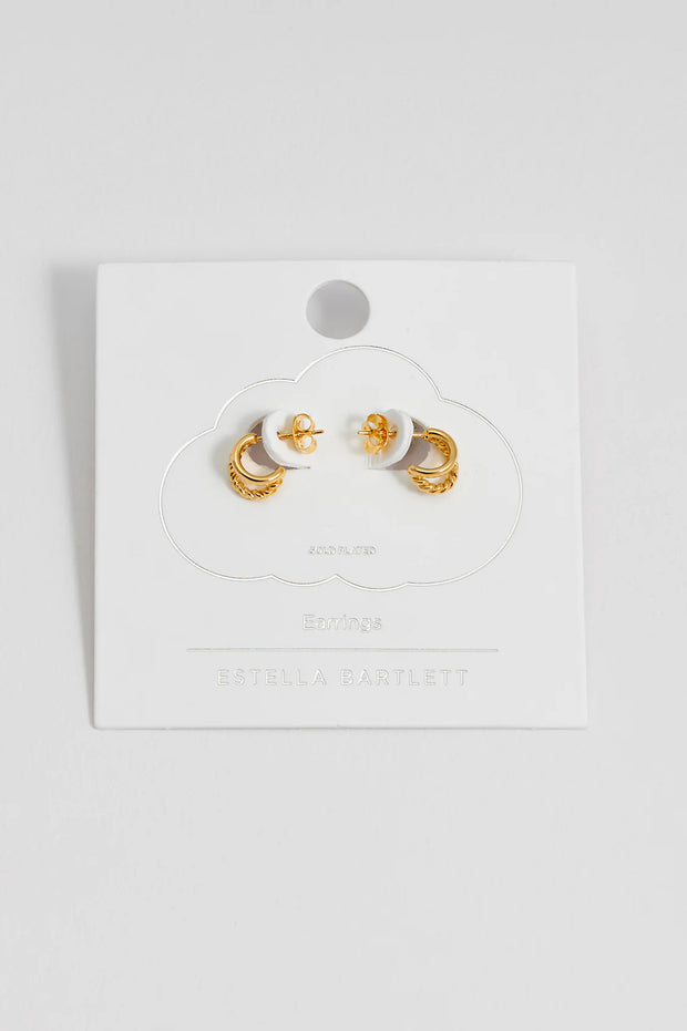 Plain And Twist Double Hoop Earrings