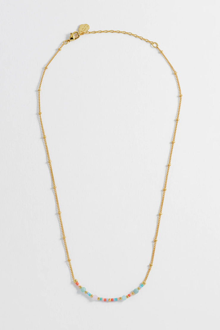 Mini Mixed Beaded Chain Necklace - Love