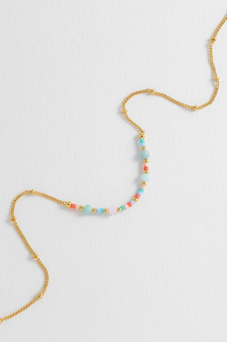 Mini Mixed Beaded Chain Necklace - Love