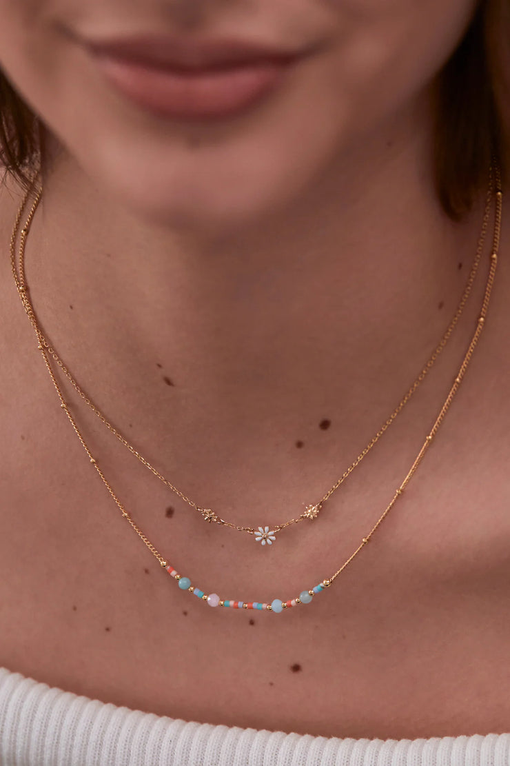 Mini Mixed Beaded Chain Necklace - Love