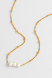 Beaded Chain And Pearl Necklace - Gold