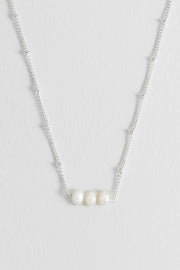 Beaded Chain And Pearl Necklace - Silver