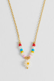 Flower Shell Bead & Chain Necklace