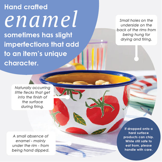 Bon Appetit Enamel Bowl 16cm - Stripe Tomato