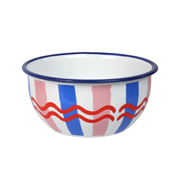 Bon Appetit Enamel Bowl 16cm - Stripe Tomato