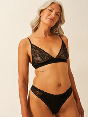 Stripe & Stare Single Thong - Eco Lace Black