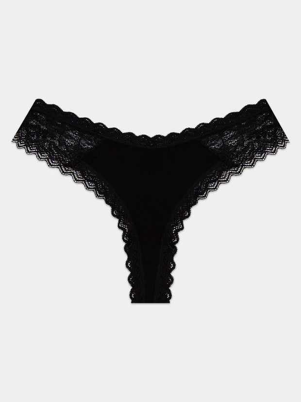 Stripe & Stare Single Thong - Eco Lace Black