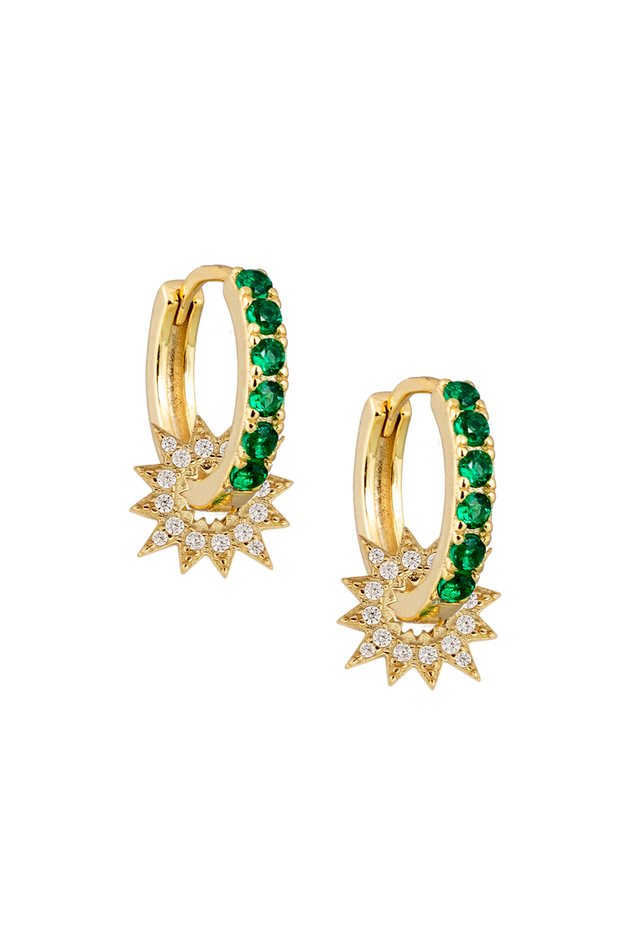 Atelier 18 Emerald Midi Hoops with Antares Star