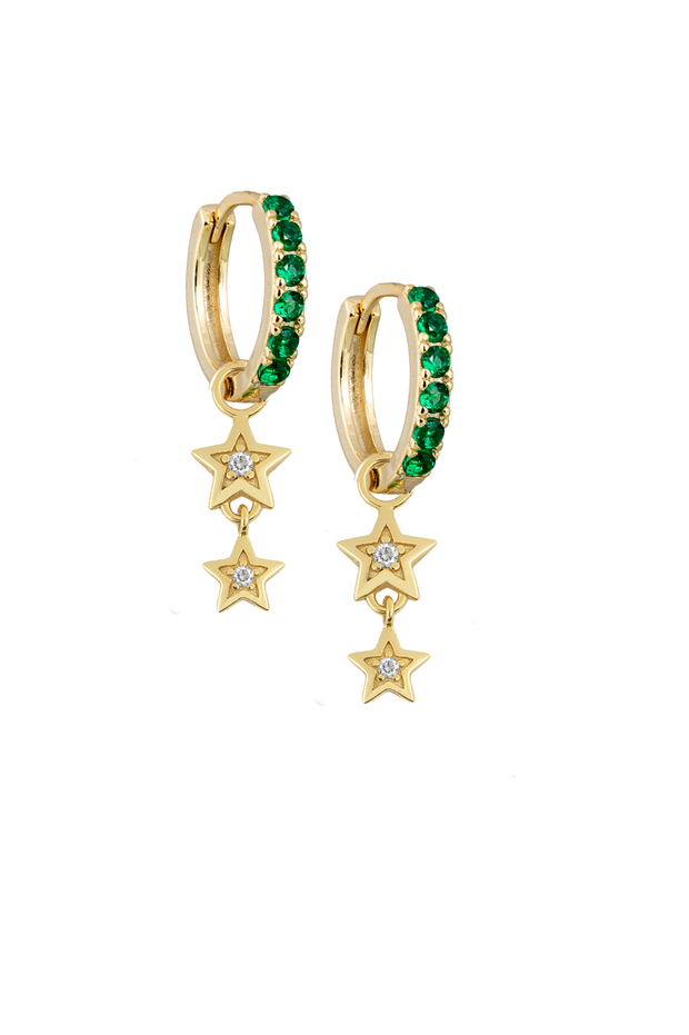 Atelier 18 Emerald Midi Hoops with Starry Night