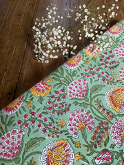 Twizzell Block Print Large Tablecloth - Green Multi Floral