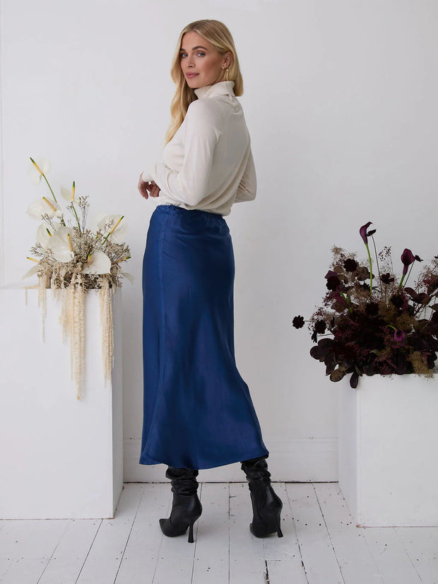 Fika Angel Satin Skirt - Navy