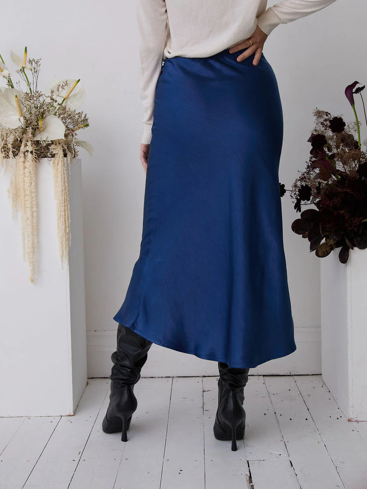 Fika Angel Satin Skirt - Navy