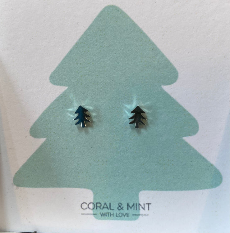 Coral & Mint Christmas Tree Earrings