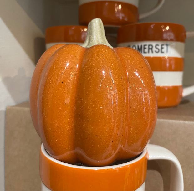 Mini Ceramic Pumpkin Ornament - Orange