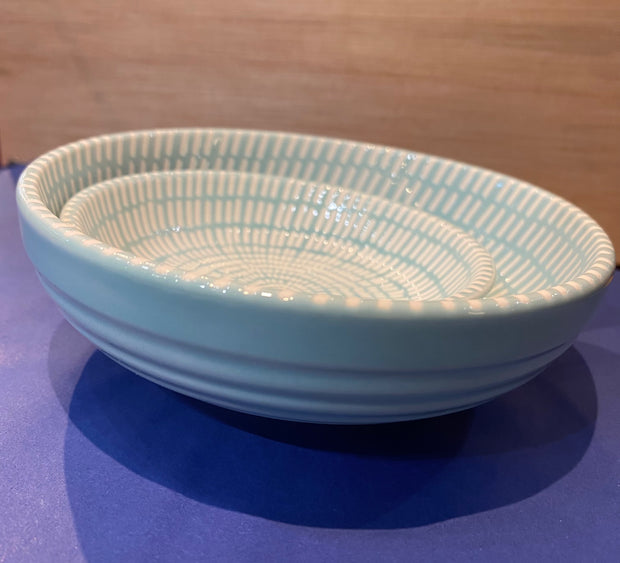 Ceramic Trinket Dishes - Blue Dash