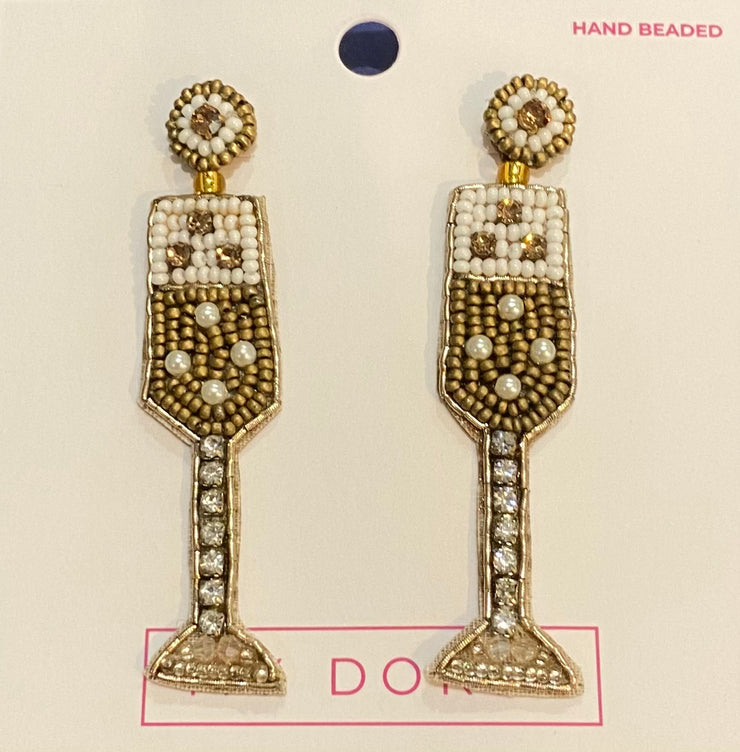 My Doris Beaded Gold Champagne Earrings