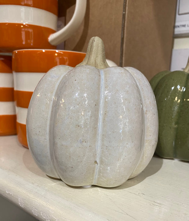Mini Ceramic Pumpkin Ornament - White