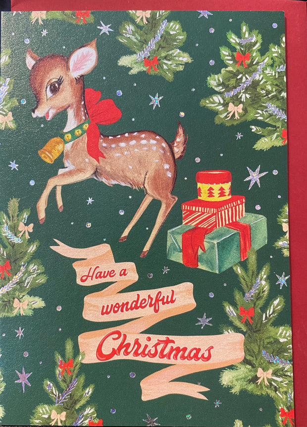 The Art File Christmas Card - Kitschmas Wonderful Christmas Deer