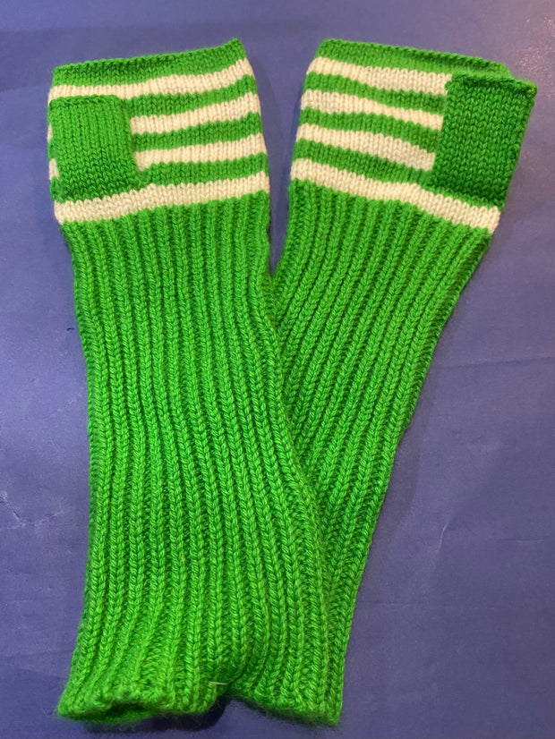 Breton Cashmere Wrist Warmers - Green & White