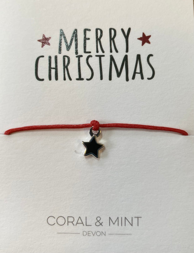 Coral & Mint Christmas Star Charm Bracelet