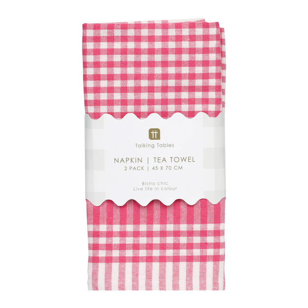 Gingham Fabric Napkins/Tea Towels - Sets of 2