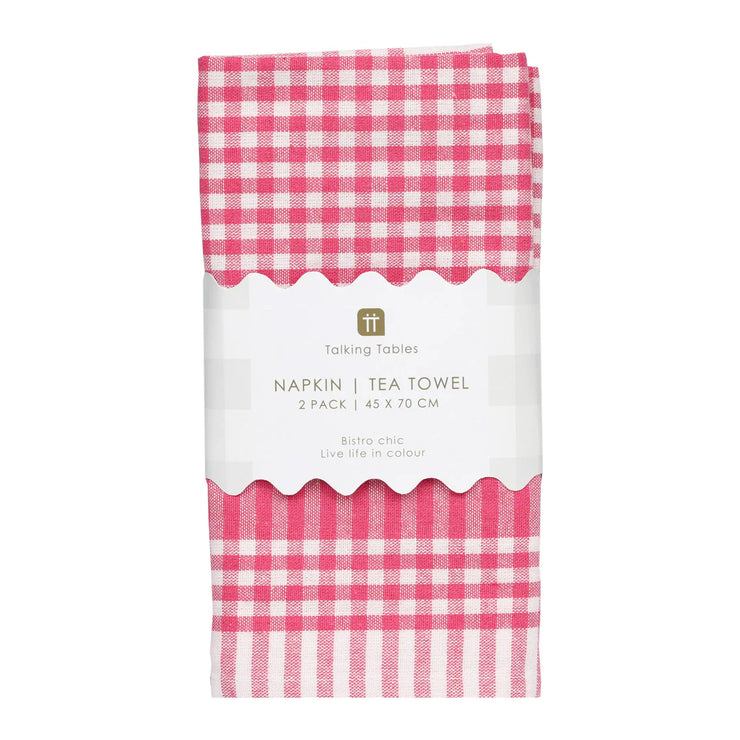 Gingham Fabric Napkins/Tea Towels - Sets of 2