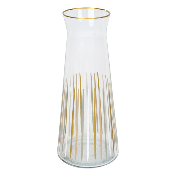 White & Gold Striped Carafe