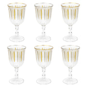 White & Gold Striped Glasses - Wine Glasses