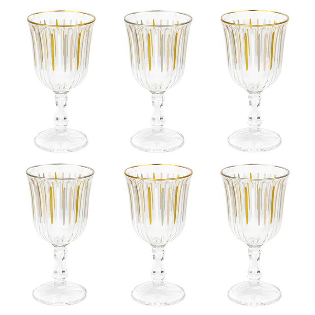 White & Gold Striped Glasses - Wine Glasses