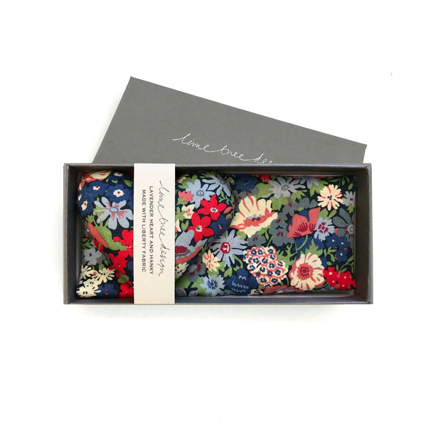 Liberty Print Box of Lavender Heart & Hanky