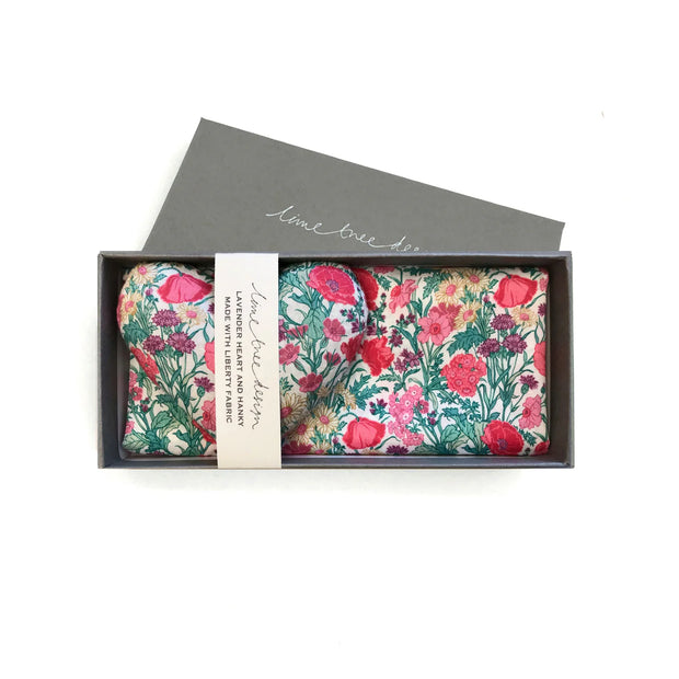 Liberty Print Box of Lavender Heart & Hanky