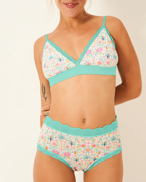 Stripe & Stare Lace Bralette - Mexicana with Mint Trim
