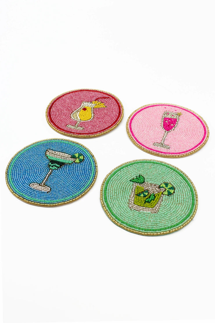 My Doris Set of 4 Beaded Coasters - Cocktails