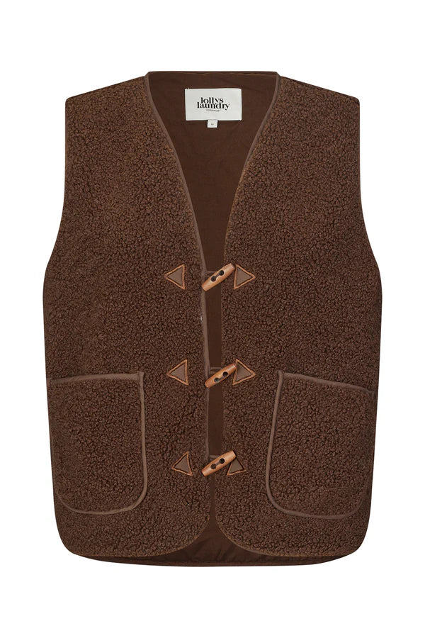 Lollys Laundry Vada Fleece Vest in Mocha