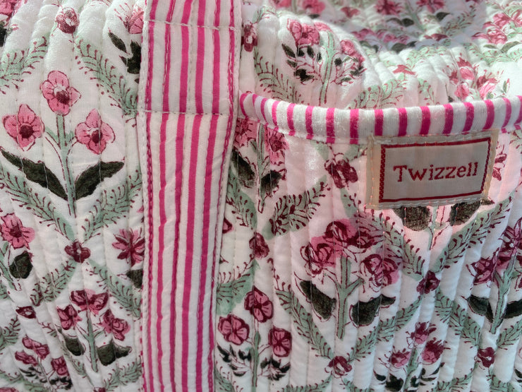 Twizzell Indian Block Print Weekend Bag - Pink Diamond