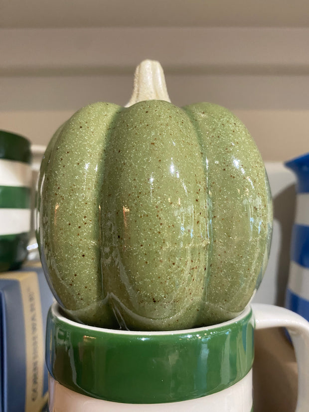 Mini Ceramic Pumpkin Ornament - Green