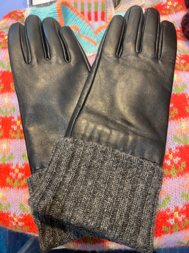 Numph Nubira Leather Gloves - Caviar