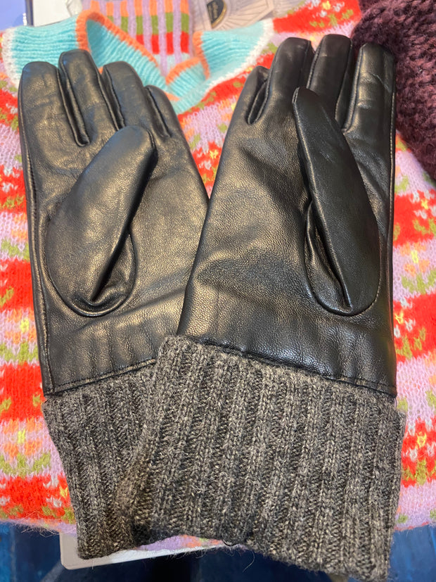 Numph Nubira Leather Gloves - Caviar