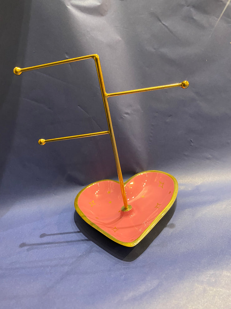 Pink Heart Enamel Jewellery Stand