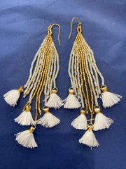 Long Beaded Tassel Earrings